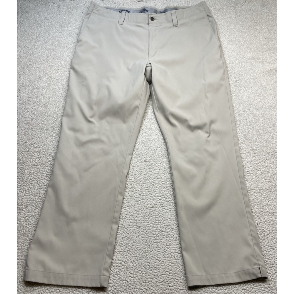 Callaway Golf Pants Mens 38x30 Tan Performance Stretch‎ Flat Front Trousers